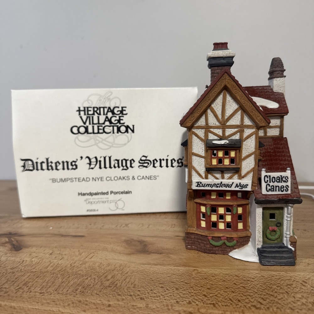 Dept 56 Dickens Village Bumpstead Nye Cloaks & Canes 58085 Retired Lighted Box